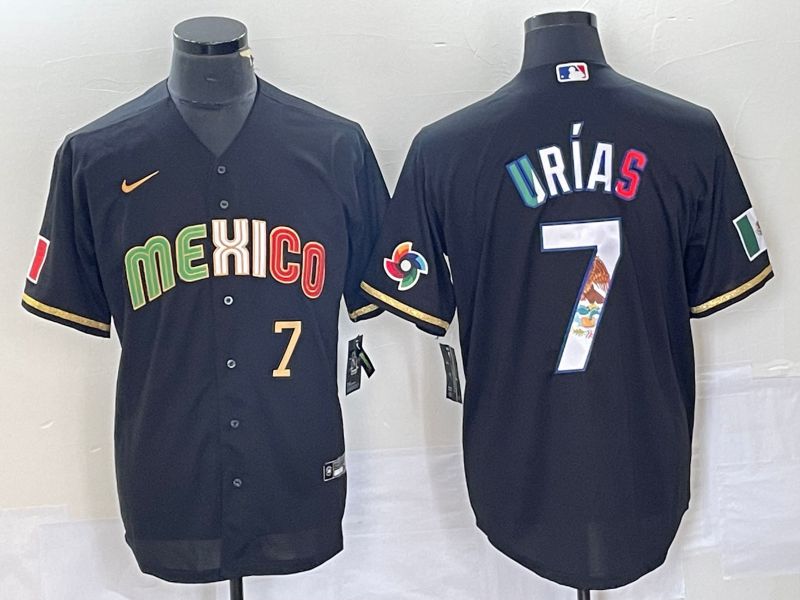 Men 2023 World Cub Mexico 7 Urias Black Nike MLB Jersey style 9183